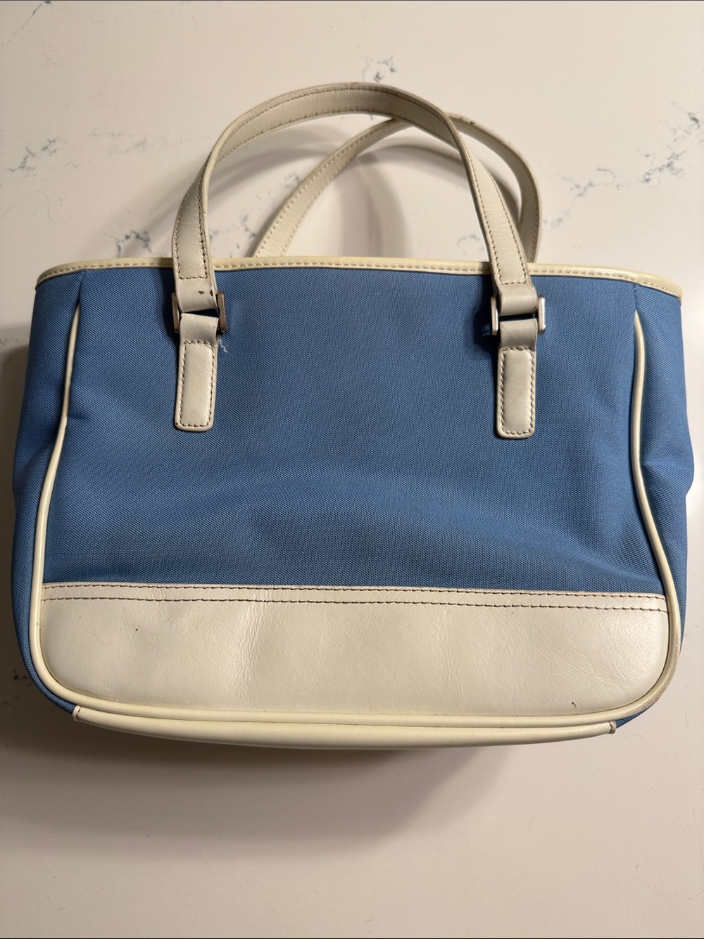 Fossil Striped Canvas Tote in Teal, Coral and Tan